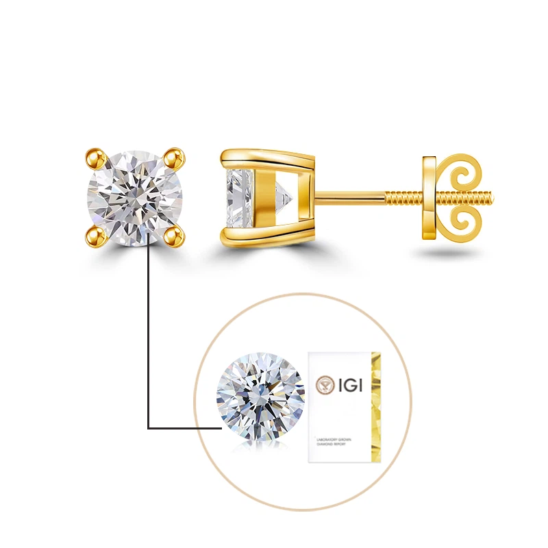 Lab Grown Diamond Earrings 1 Carat