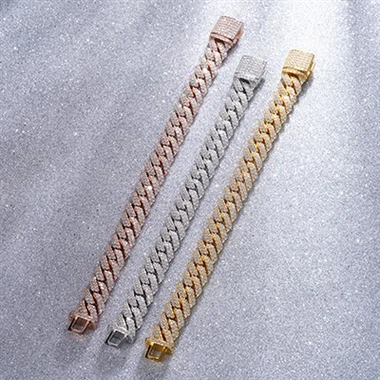 Katina tal-fidda moissanite cuban bracelet